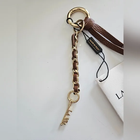 NWT La Via Firenze Leather Crossiant Bag Charm/Keychain - Picture 5 of 5